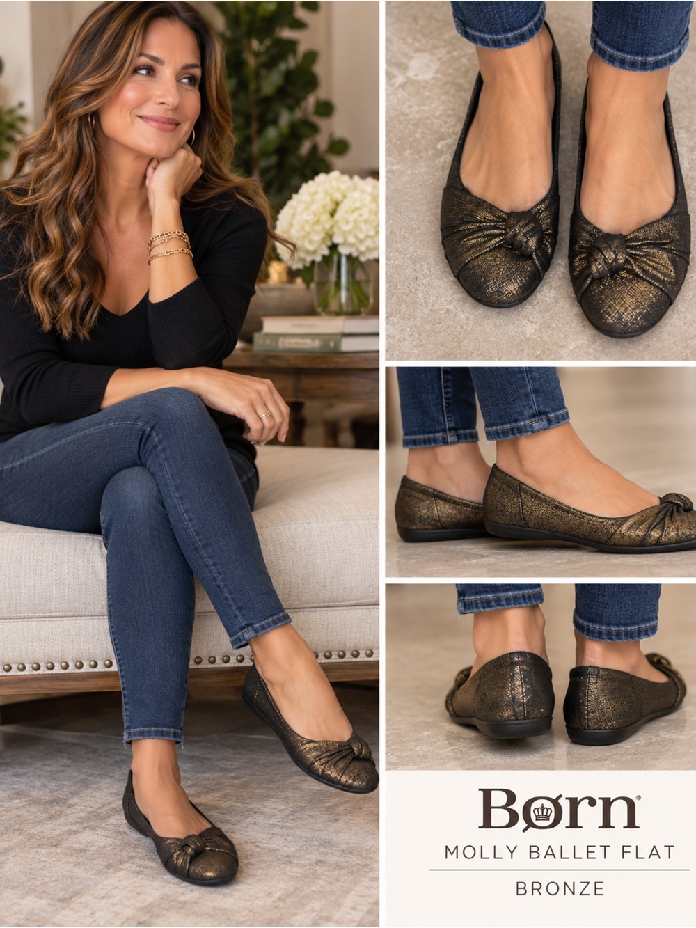 Born ‘Molly’ Bronze Ballet Flats Bronze Sz 9
